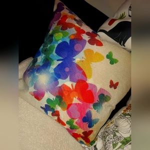 Multi color butterfly plush pillow